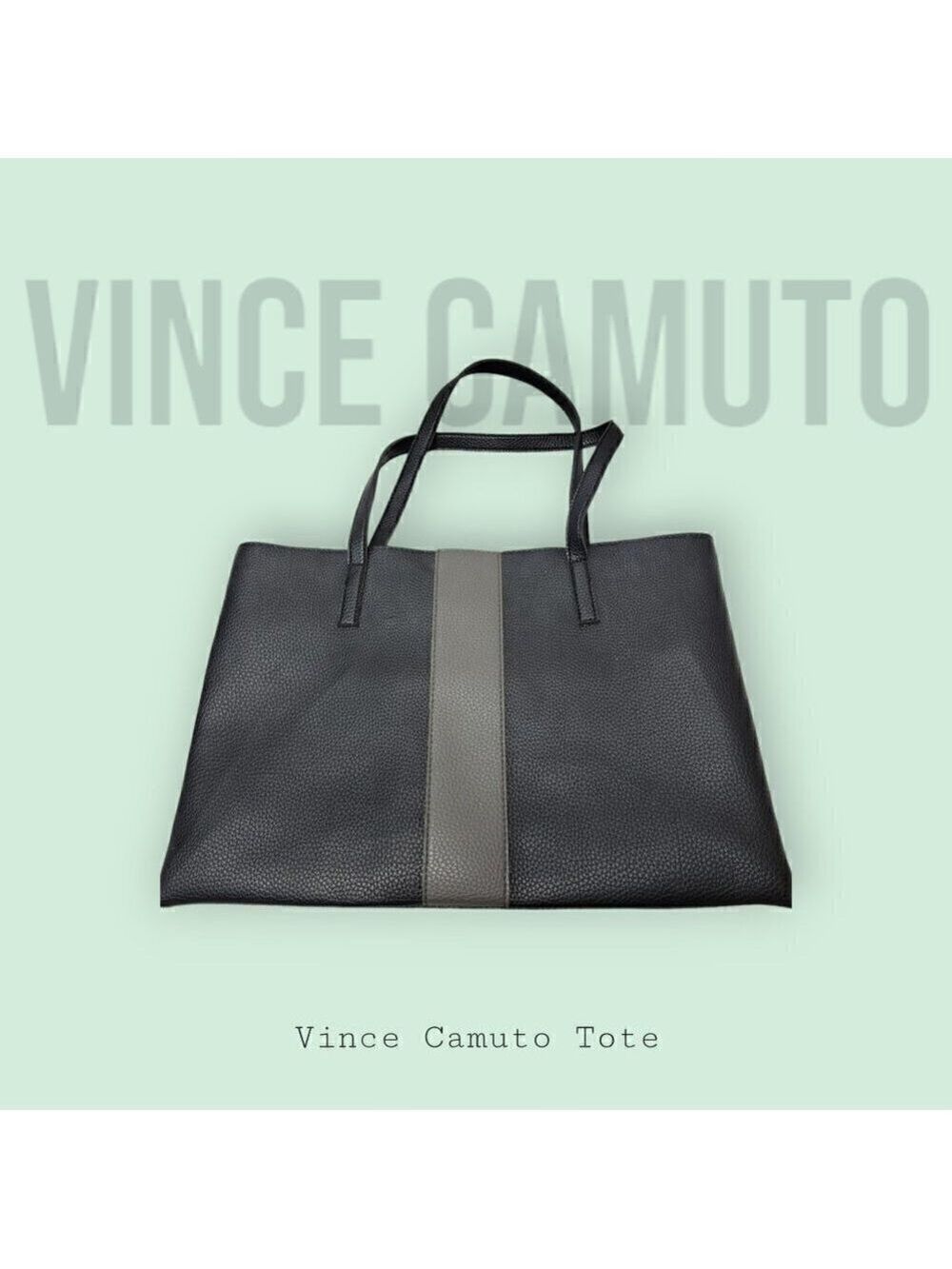 Vince Camuto Black Tote with Gray Stripe
